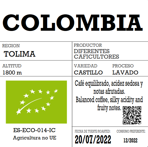 Café de Tolima, Colombia Ecológico